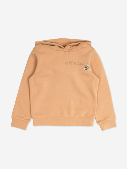 Moncler Enfant Girls Logo Hoodie in Beige