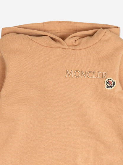 Moncler Enfant Girls Logo Hoodie in Beige