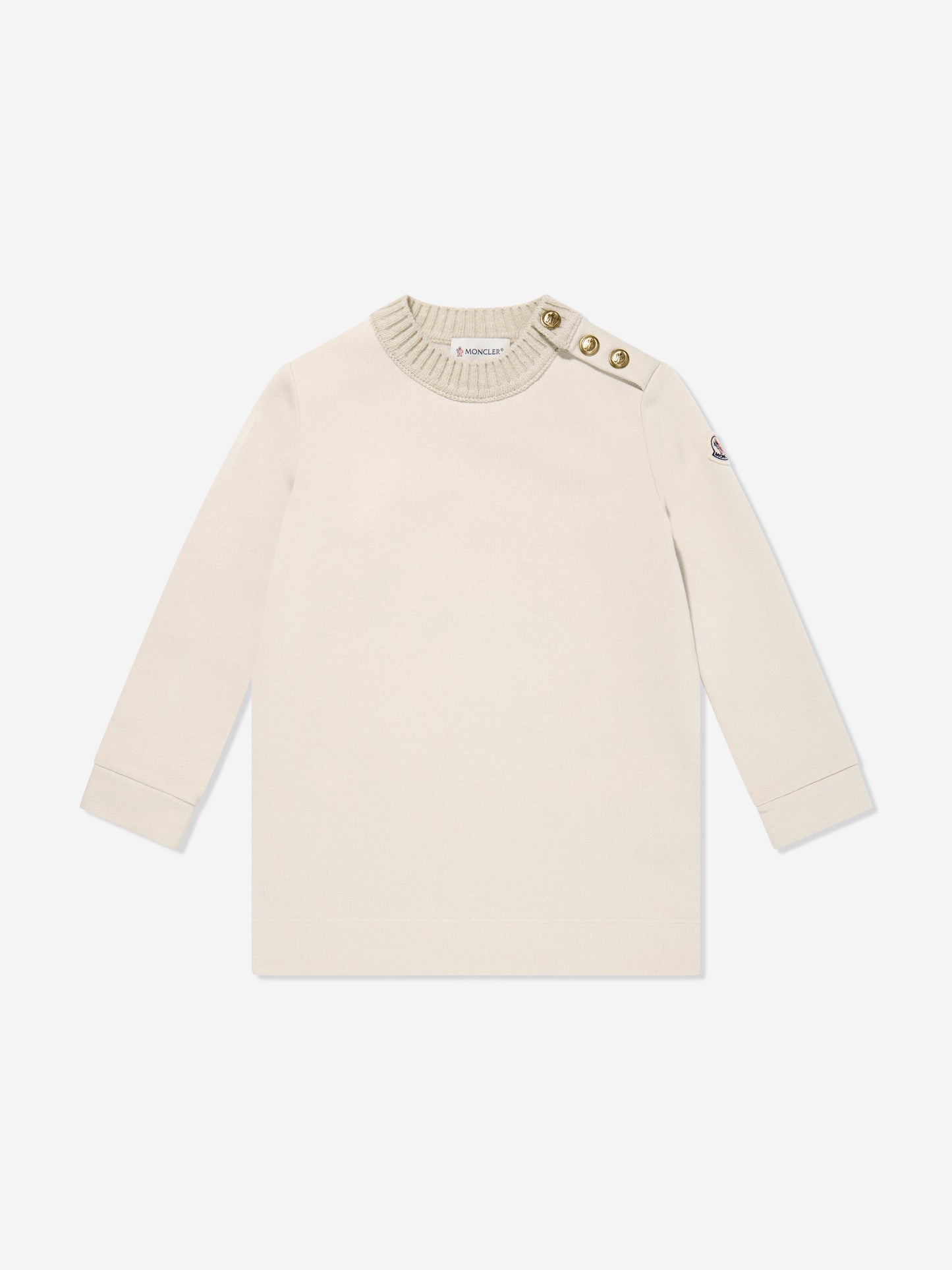 Moncler Enfant Girls Branded Sweater Dress in Ivory