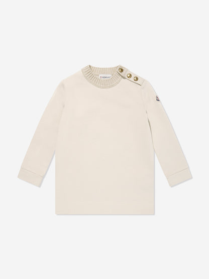 Moncler Enfant Girls Branded Sweater Dress in Ivory