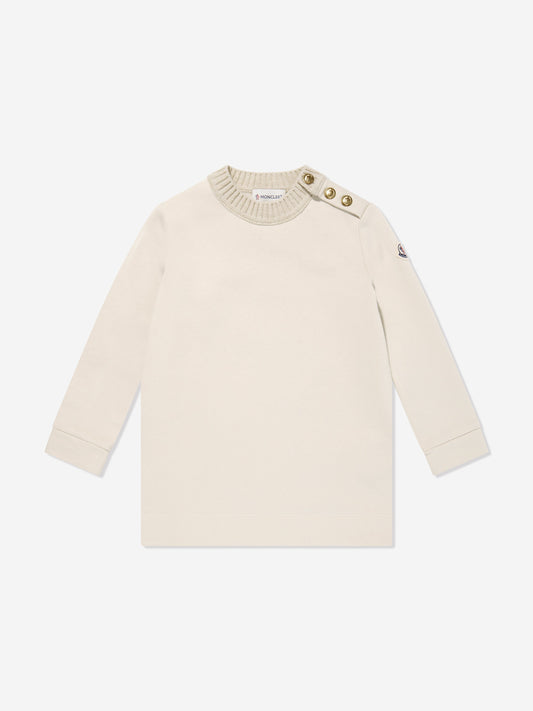 Moncler Enfant Girls Branded Sweater Dress in Ivory