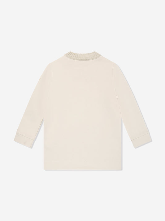 Moncler Enfant Girls Branded Sweater Dress in Ivory
