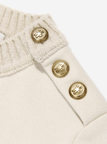 Moncler Enfant Girls Branded Sweater Dress in Ivory