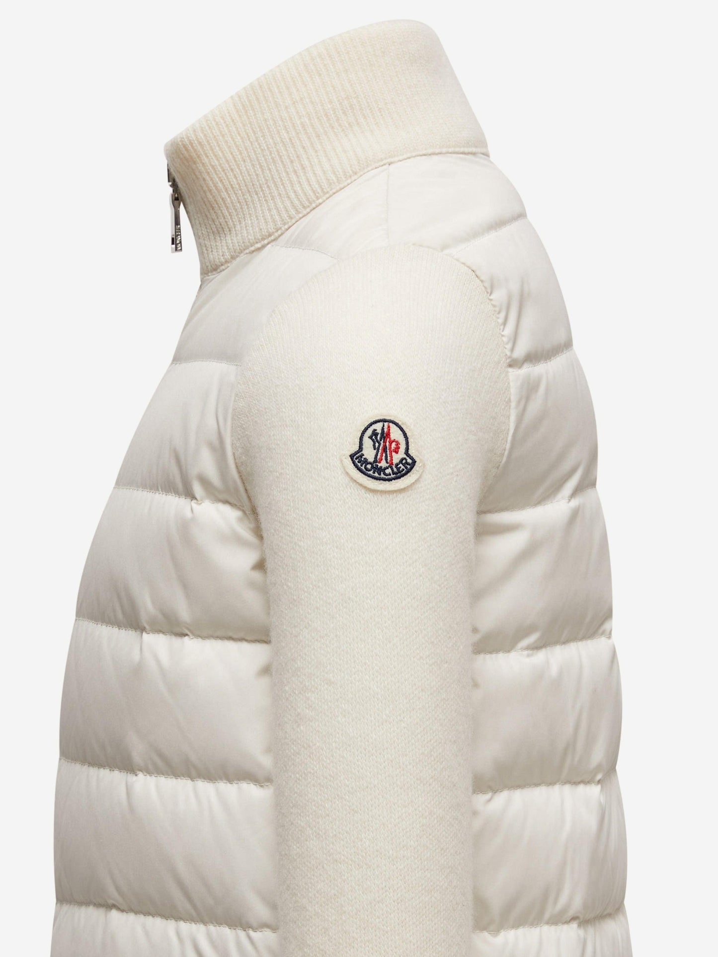 Moncler Enfant Girls Down Padded Zip Up Cardigan in Ivory