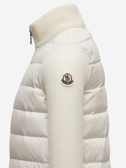 Moncler Enfant Girls Down Padded Zip Up Cardigan in Ivory