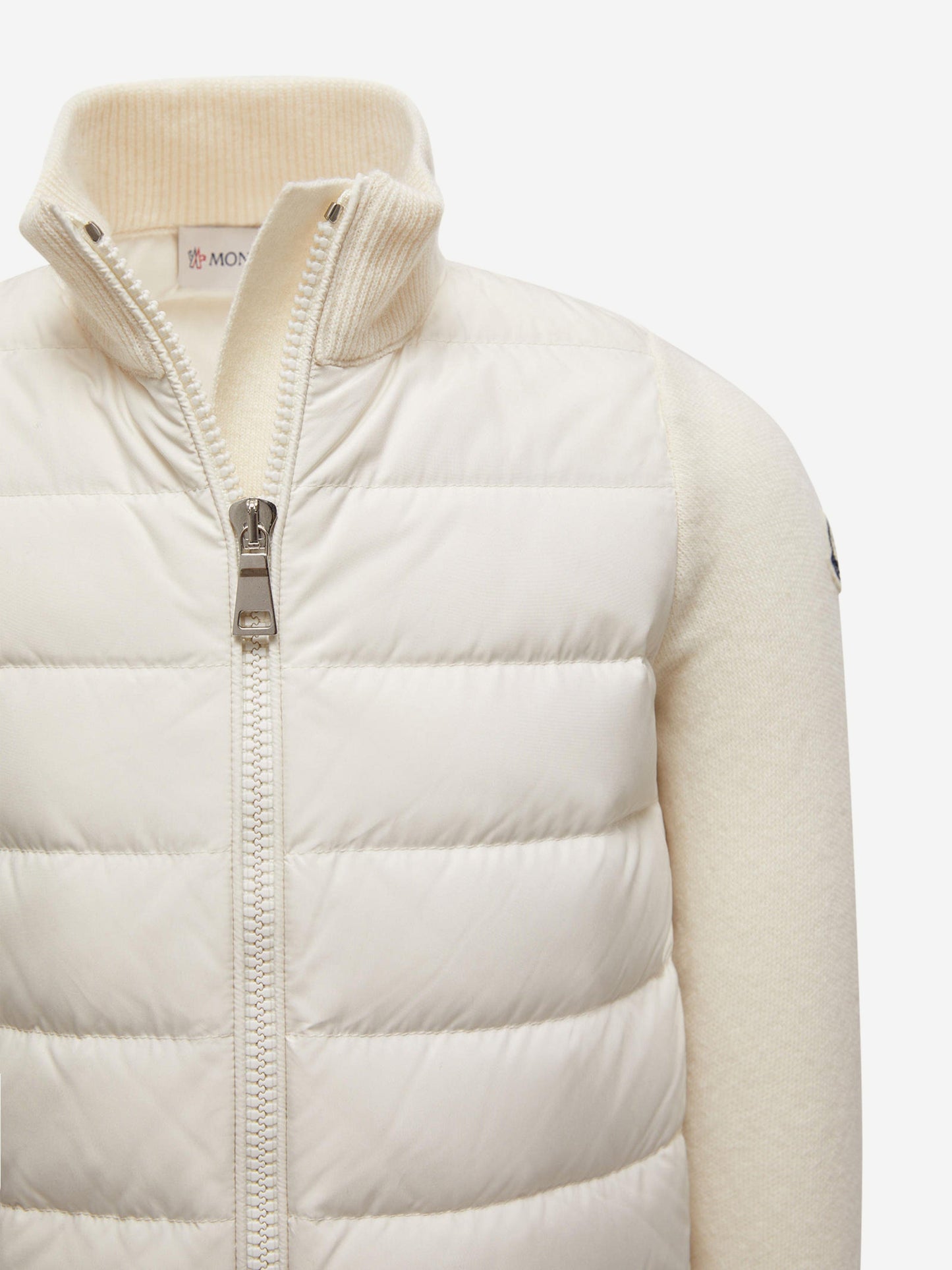 Moncler Enfant Girls Down Padded Zip Up Cardigan in Ivory