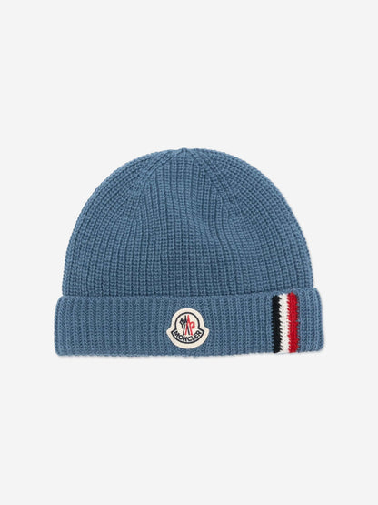 Moncler Enfant Baby Boys Wool Knit Beanie Hat in Blue