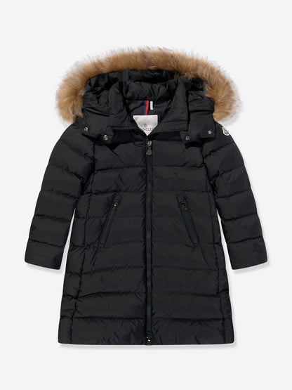 Moncler Enfant Girls Abelle Down Padded Long Coat in Black