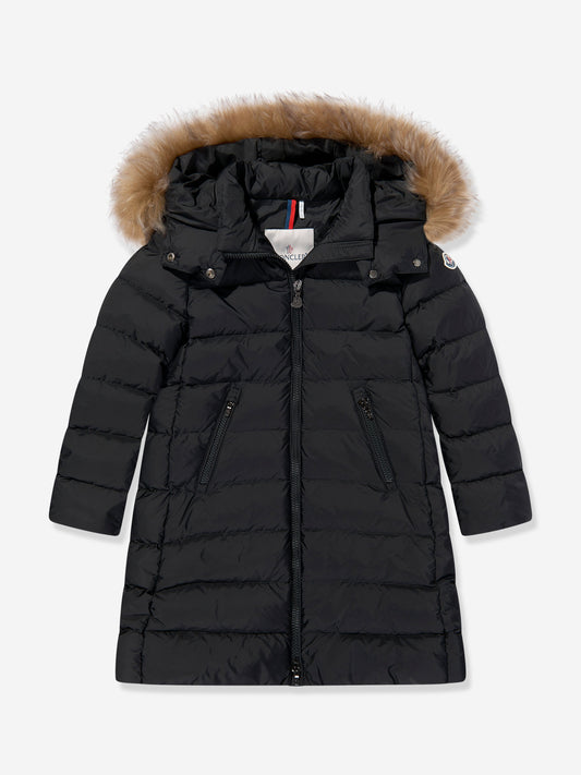 Moncler Enfant Girls Abelle Down Padded Long Coat in Black