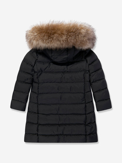 Moncler Enfant Girls Abelle Down Padded Long Coat in Black