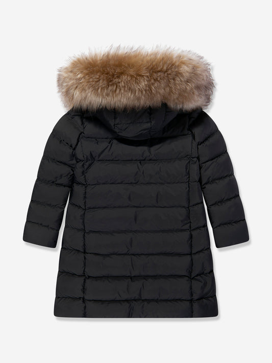 Moncler Enfant Girls Abelle Down Padded Long Coat in Black