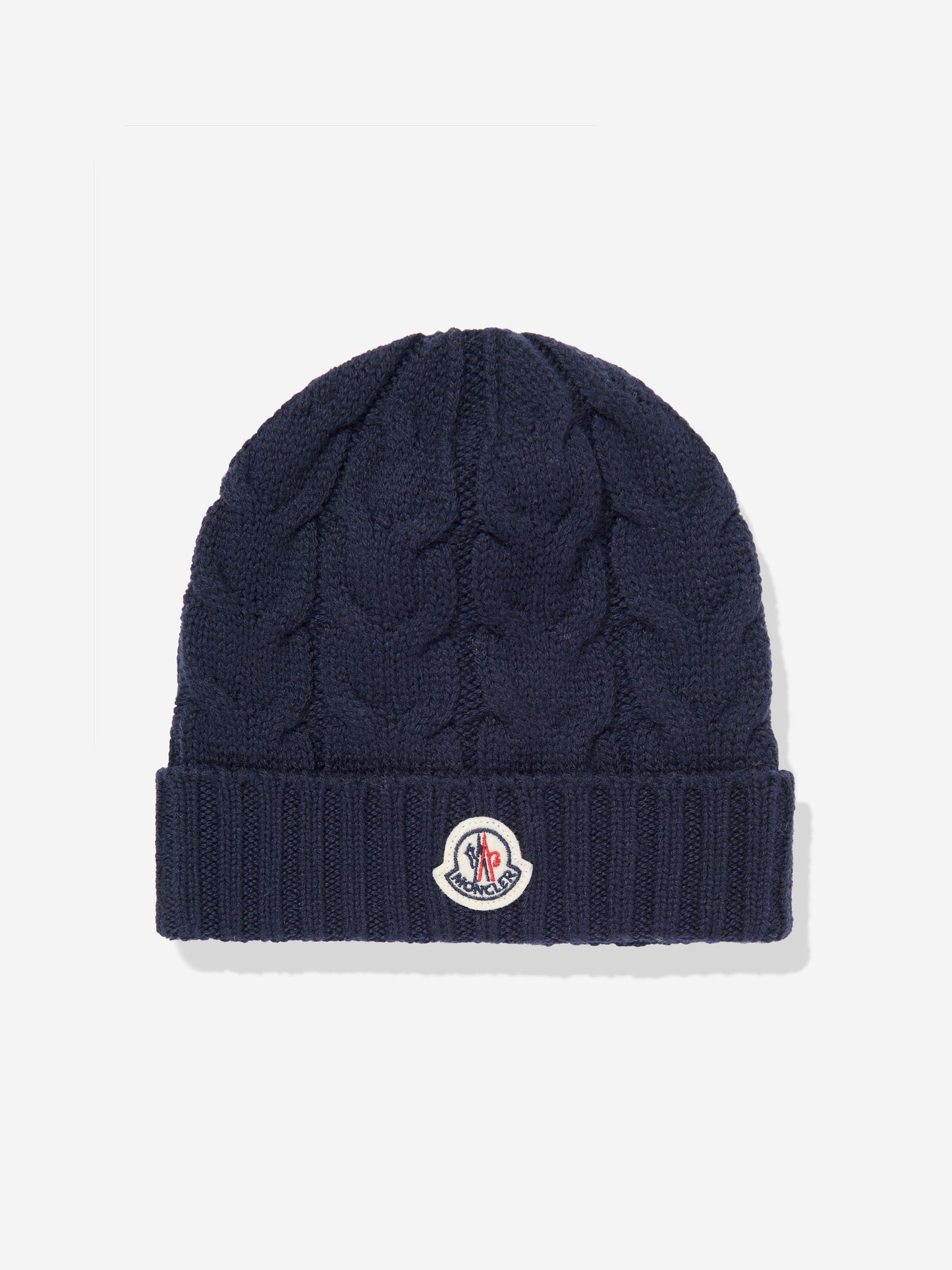 Moncler Enfant Boys Wool Knit Beanie Hat in Navy
