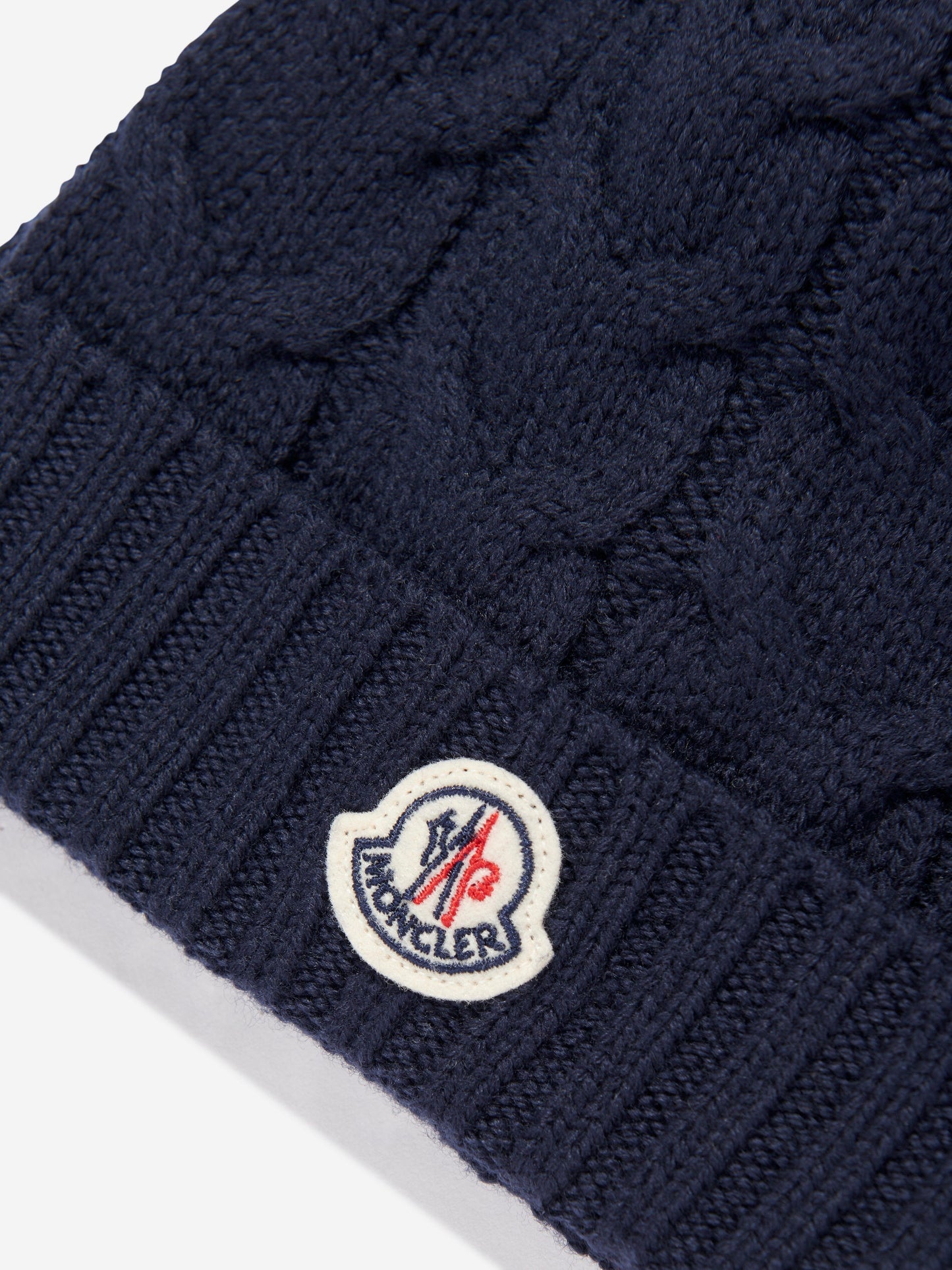 Moncler Enfant Boys Wool Knit Beanie Hat in Navy