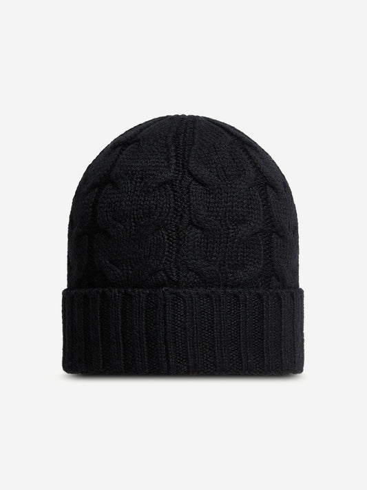 Moncler Enfant Boys Wool Knit Beanie Hat in Black