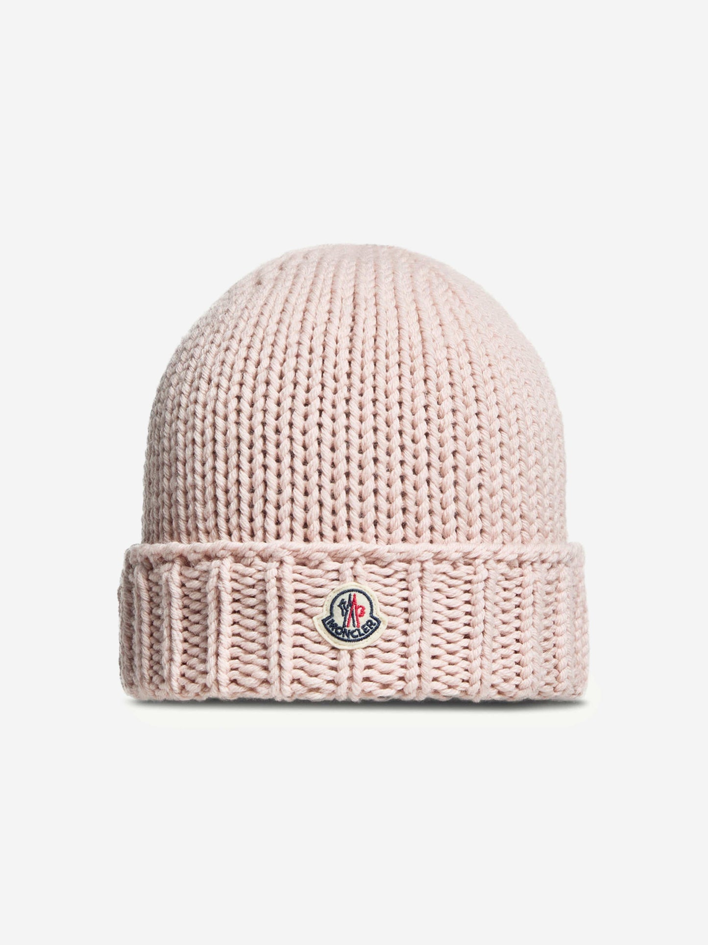 Moncler Enfant Girls Wool Knit Beanie Hat in Pink