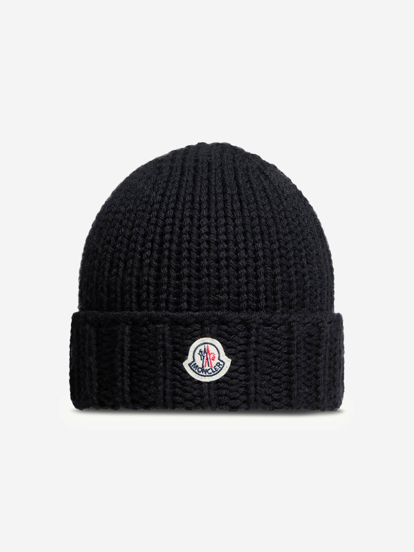 Moncler Enfant Girls Wool Knit Beanie Hat in Black