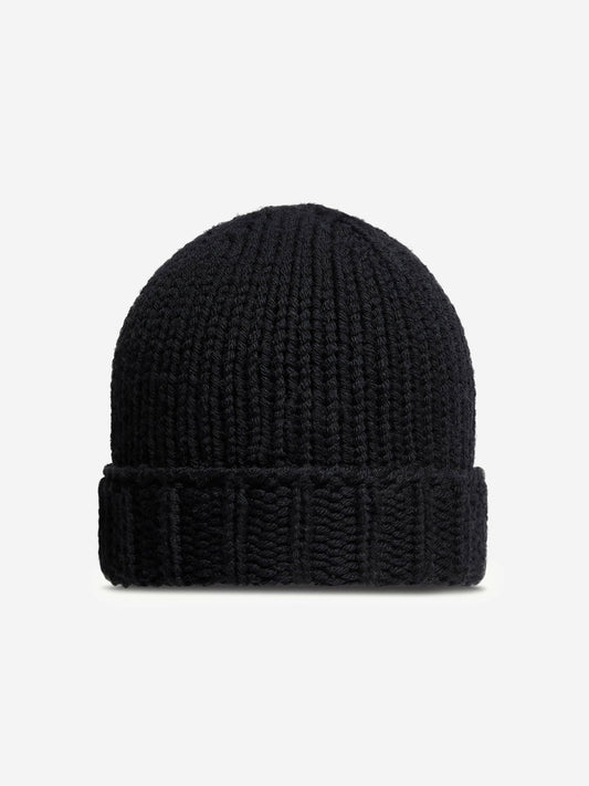 Moncler Enfant Girls Wool Knit Beanie Hat in Black