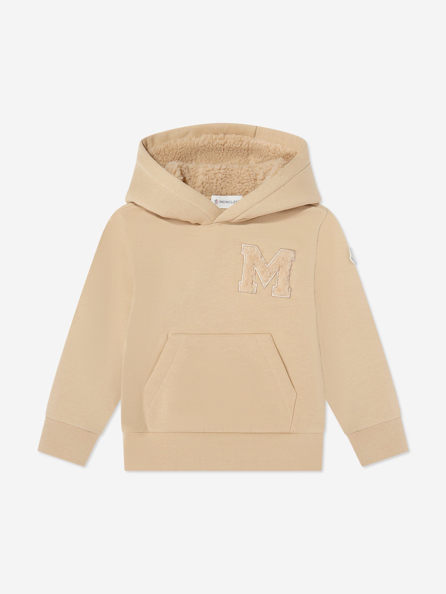 Moncler Enfant Boys Logo Hoodie in Beige
