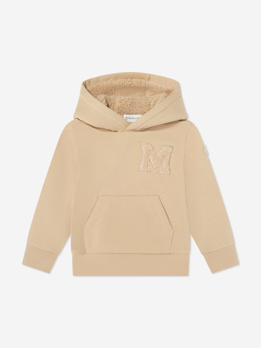 Moncler Enfant Boys Logo Hoodie in Beige
