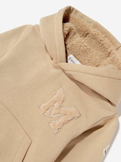 Moncler Enfant Boys Logo Hoodie in Beige