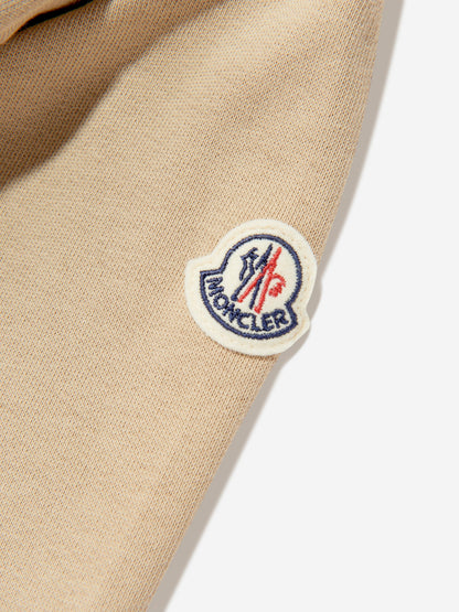 Moncler Enfant Boys Logo Hoodie in Beige