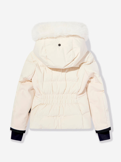 Moncler Enfant Girls Grenoble New Guyane Down Jacket in Ivory