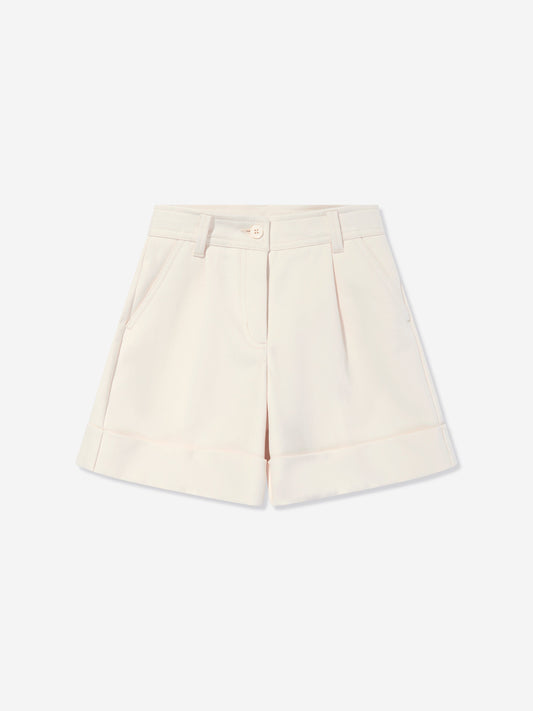 Moncler Enfant Girls Woven Shorts in Ivory
