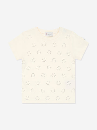 Moncler Enfant Girls Logo T-Shirt in Ivory