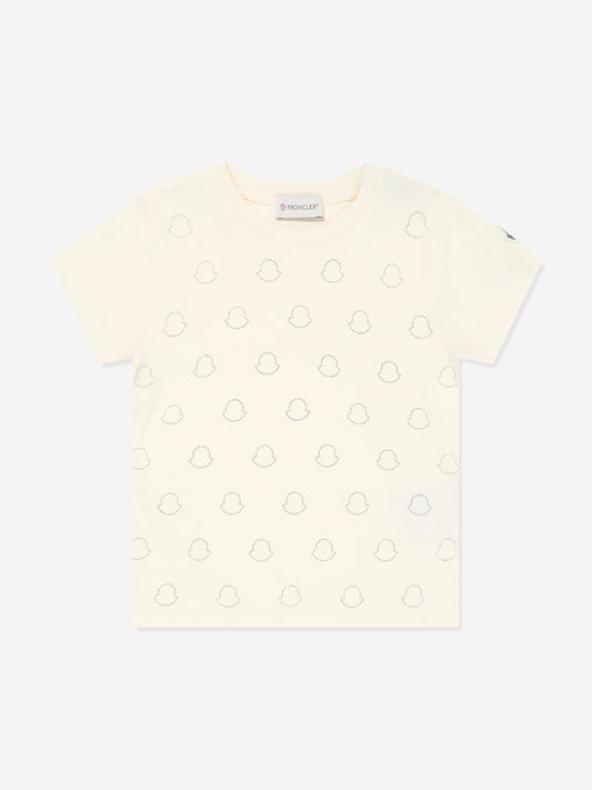 Moncler Enfant Girls Logo T-Shirt in Ivory