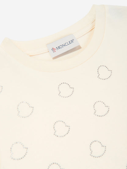Moncler Enfant Girls Logo T-Shirt in Ivory