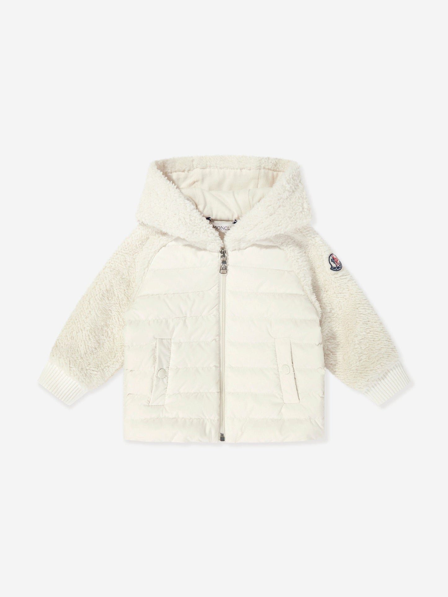 Moncler Enfant Baby Girls Down Padded Zip Up Top in Ivory