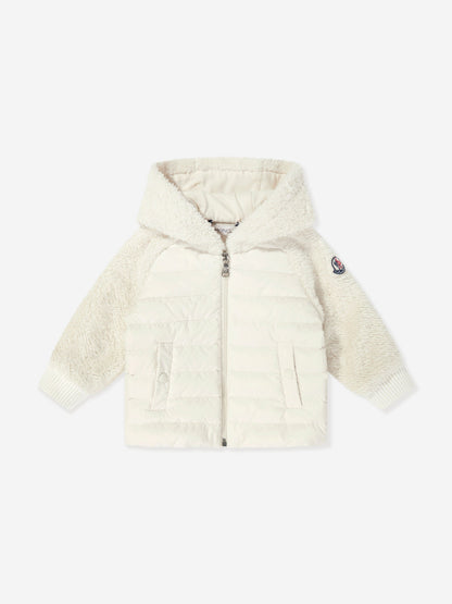 Moncler Enfant Baby Girls Down Padded Zip Up Top in Ivory