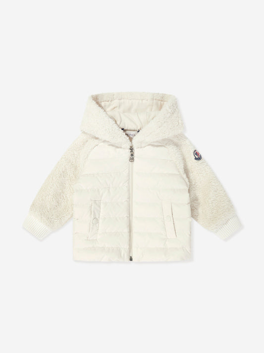 Moncler Enfant Baby Girls Down Padded Zip Up Top in Ivory