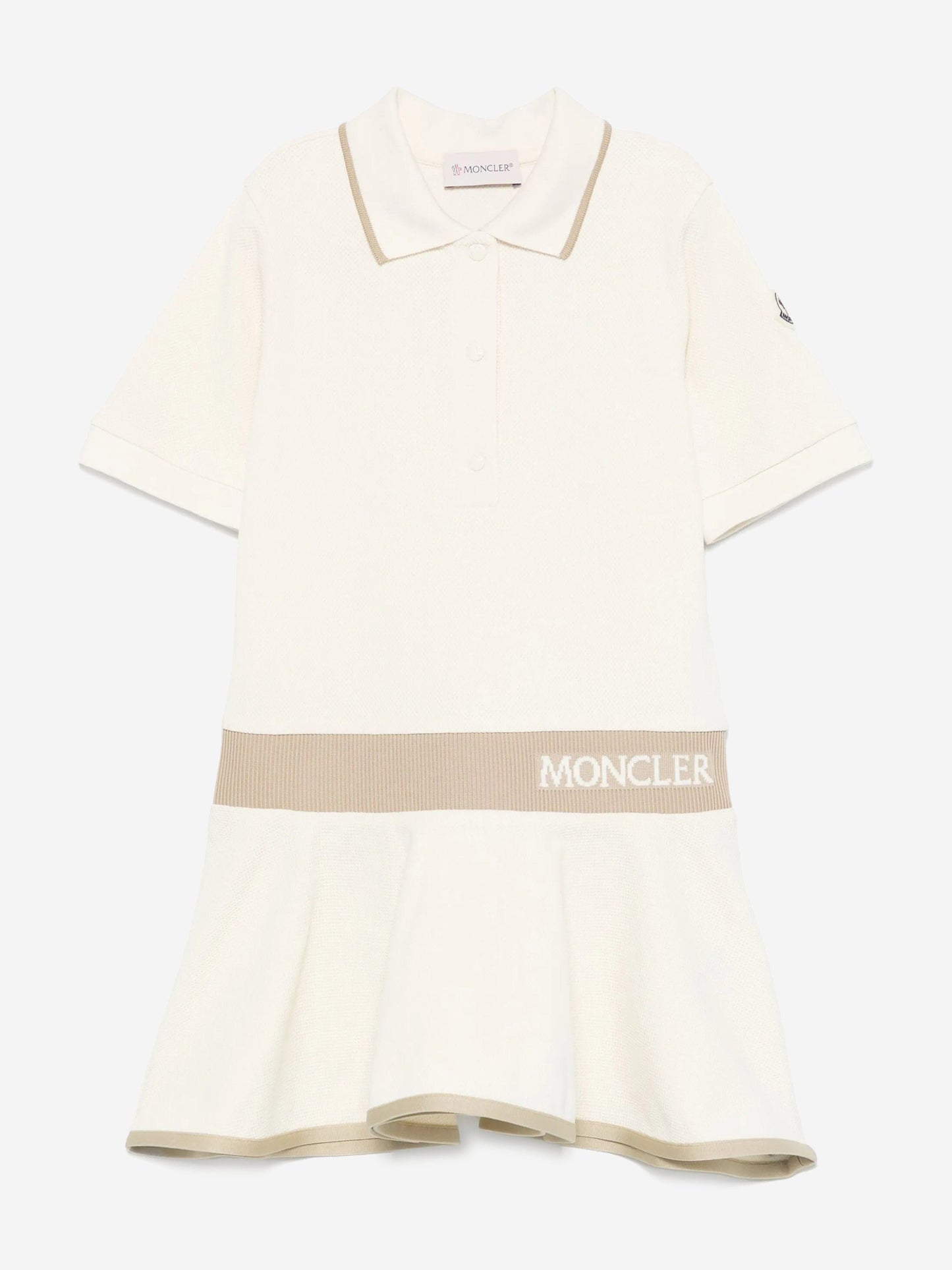 Moncler Enfant Girls Logo Polo Dress in Ivory