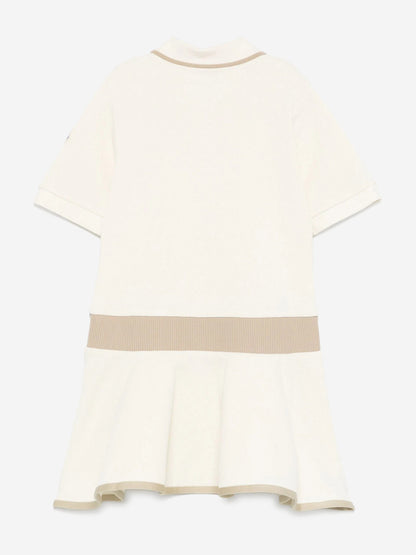 Moncler Enfant Girls Logo Polo Dress in Ivory