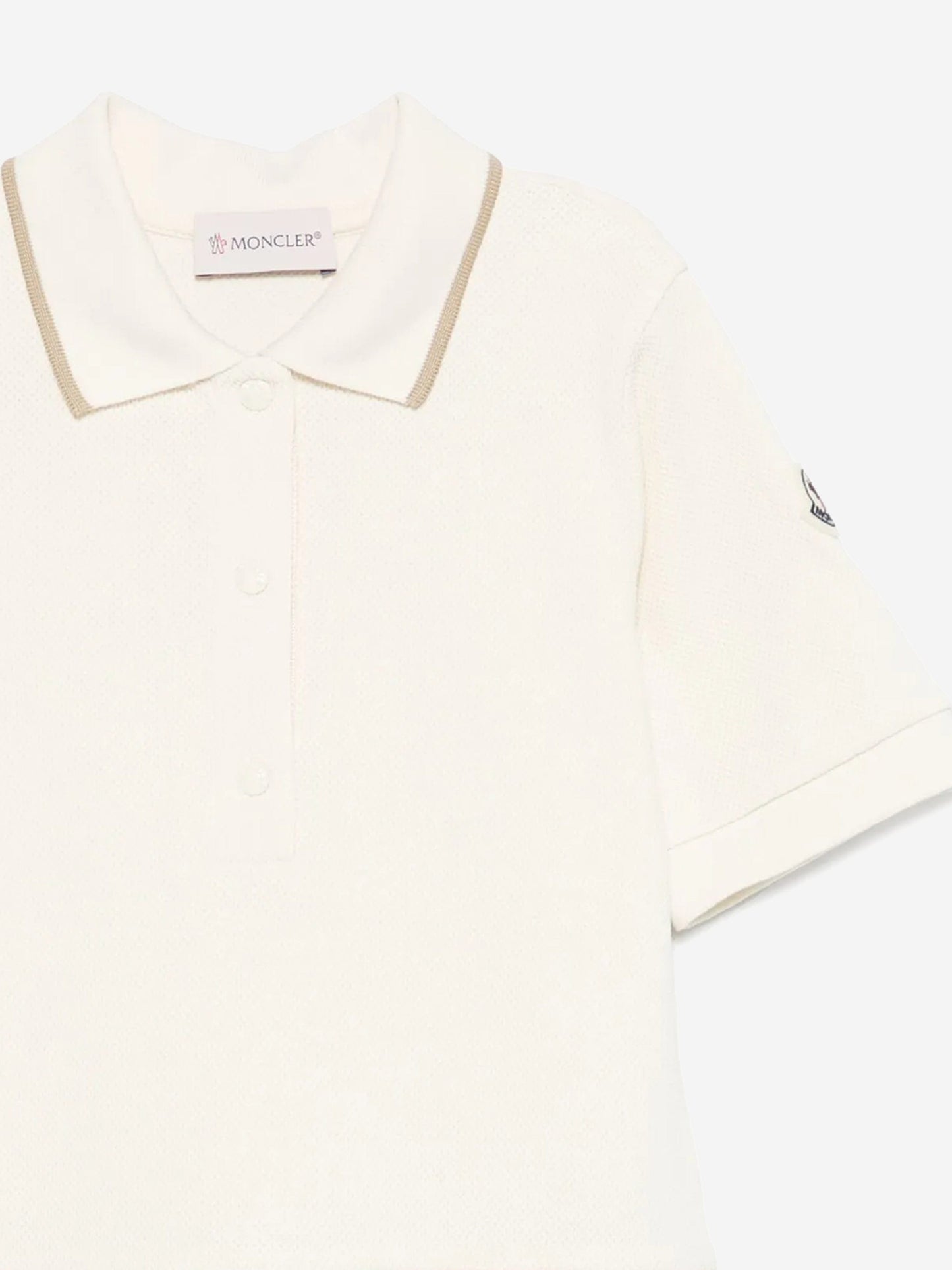 Moncler Enfant Girls Logo Polo Dress in Ivory
