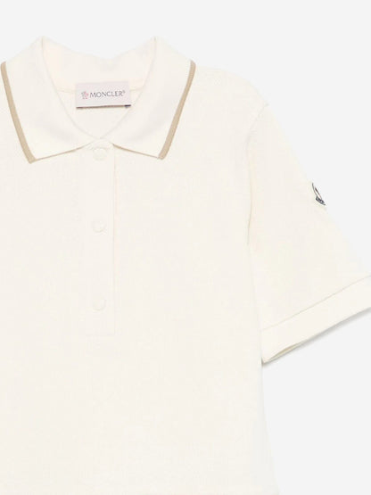 Moncler Enfant Girls Logo Polo Dress in Ivory