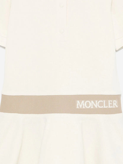 Moncler Enfant Girls Logo Polo Dress in Ivory