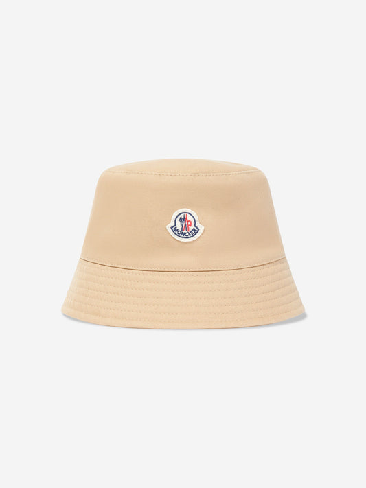 Moncler Enfant Girls Logo Bucket Hat in Beige