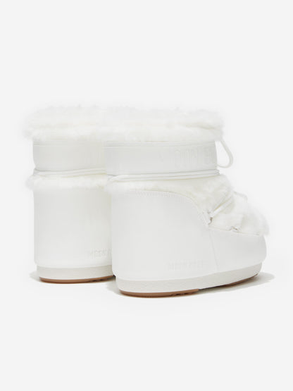 Moon Boot Kids Icon Low Faux Fur Boots in White