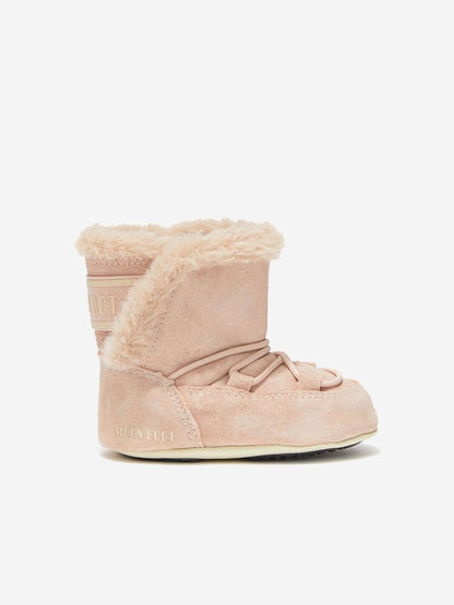 Moon Boot Baby Girls Suede Crib Boots in Pink