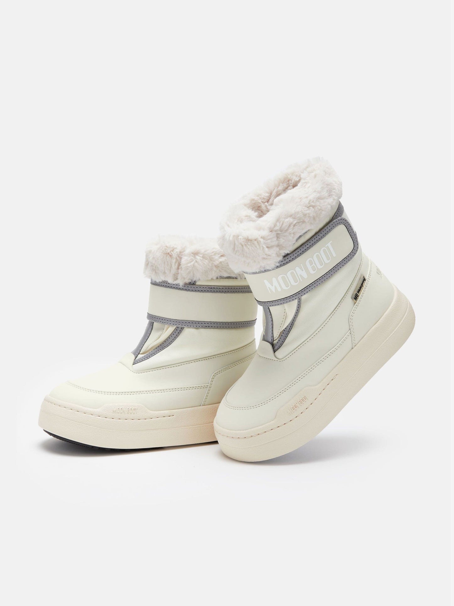 Moon Boot Girls JR Park Strap Boots in Ivory