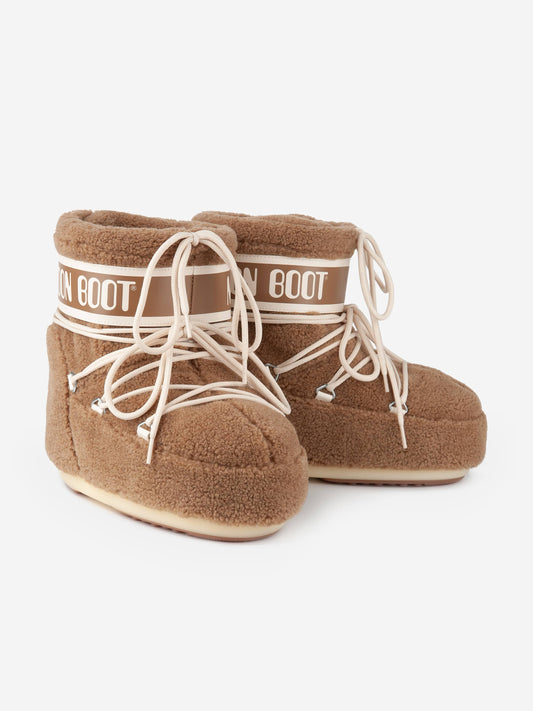Moon Boot Kids Icon Low Fleece Boots in Brown