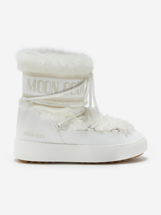 Moon Boot Girls Ltrack Faux Fur Boots in White