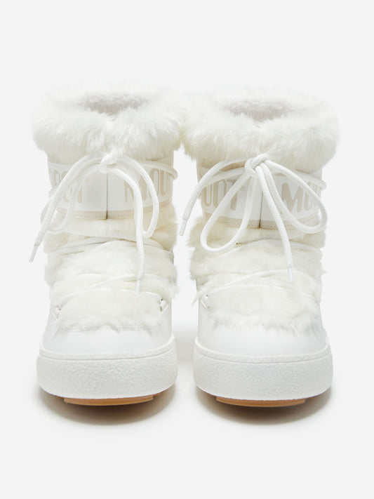 Moon Boot Girls Ltrack Faux Fur Boots in White