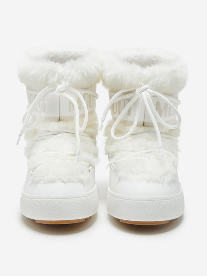 Moon Boot Girls Ltrack Faux Fur Boots in White