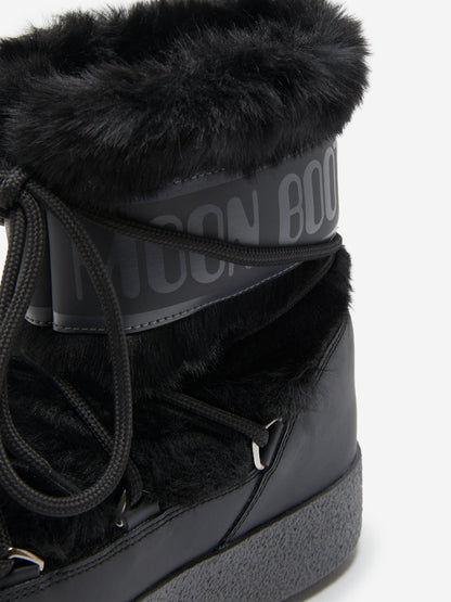 Moon Boot Girls Ltrack Faux Fur Boots in Black