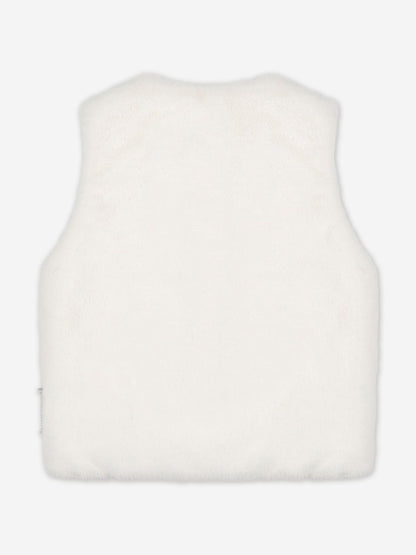 Moschino Girls Teddy Fleece Gilet in Ivory