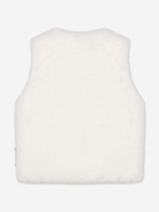 Moschino Girls Teddy Fleece Gilet in Ivory