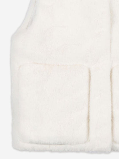 Moschino Girls Teddy Fleece Gilet in Ivory